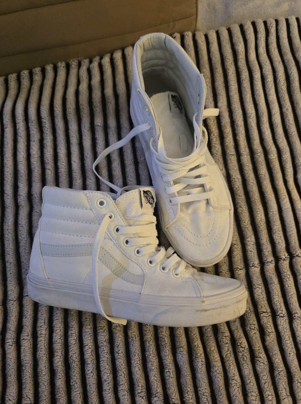 Vans Sk8-Hi White High-Top Sneakers With Light Blue Detail